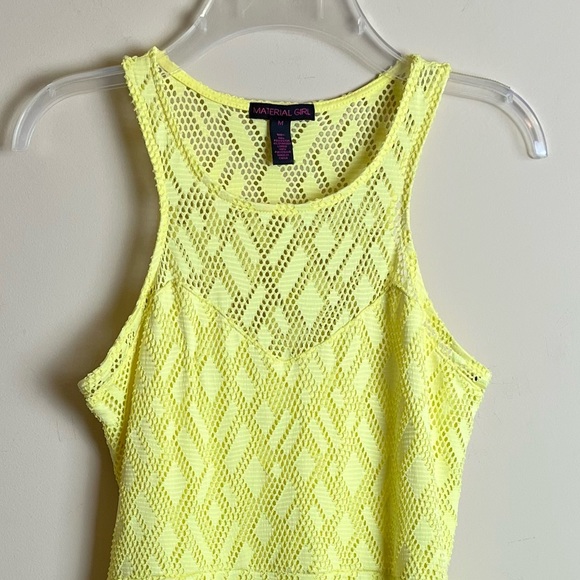 NWOT - Material Girl Yellow Open Weave Fit n Flare Razorback Dress - Picture 2 of 8